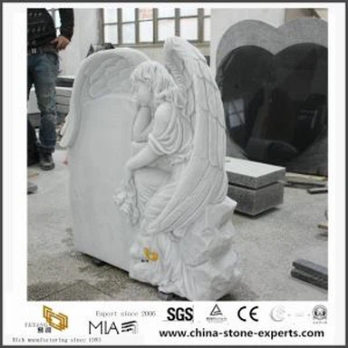 Custom Memorial Marble stèl Pou Simityè ak rabè Pri