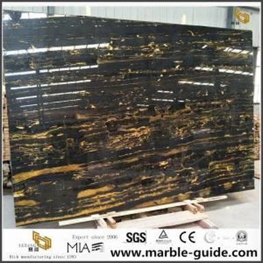 Luxury Black Portoro Marble Dalles