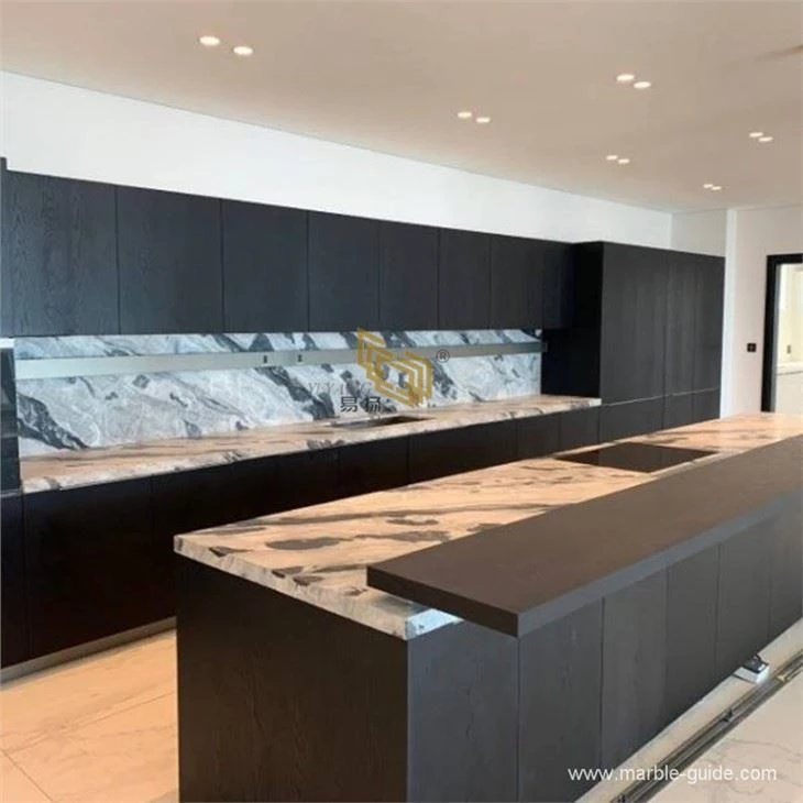 Arctic Ocean Gray Marble Countertops Kitchen